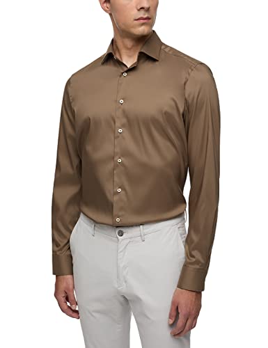 ETERNA Slim Fit Performence Hemd Langarm New Kent Stretch braun Größe 41
