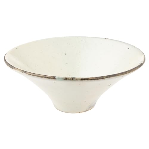 丸伊製陶 信楽焼 へちもん 小鉢 ボウル 直径約15cm 粉引鉄散 ホワイト MR-3-4112
