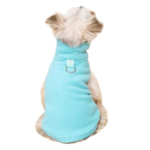 AttRex 犬の服 犬服 秋冬 モコモコ ふわふわフリース タンクトップ ノースリーブ ペット服 ドッグウェア ベスト Dリング 防寒 あったか 脱毛保護 小型犬 中型犬 tシャツ 子犬 わんこ服 猫服 散歩 お出かけ ペット用品 (M,ブルー・無地)