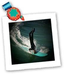 3dRose Huntington Beach Headstand Surfing Square Quilt Sheet, 10 by 10-Inch