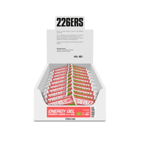 226ERS Bio Energy Gel | Geles Energéticos de 25gr con Sales Minerales, Geles Ciclismo y Runnning, Fresa y Plátano - 40 unidades