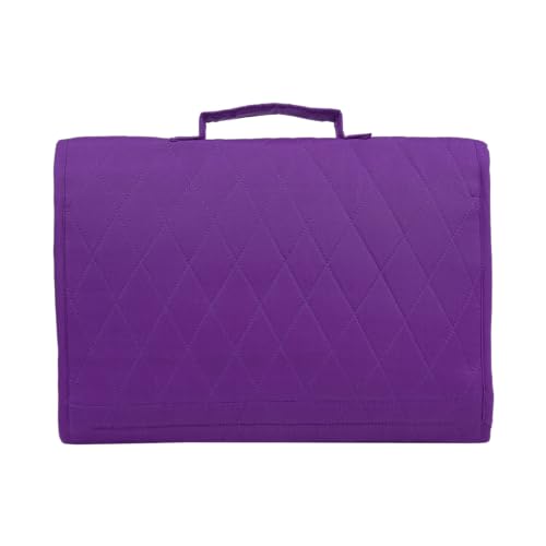 Image of Yazzii Trifold Craft Project Case - Craft Organizer, Travel Tote Bag with Clear Pockets & Handle - Crafts, Crochet, Sewing Accessories - Purple
