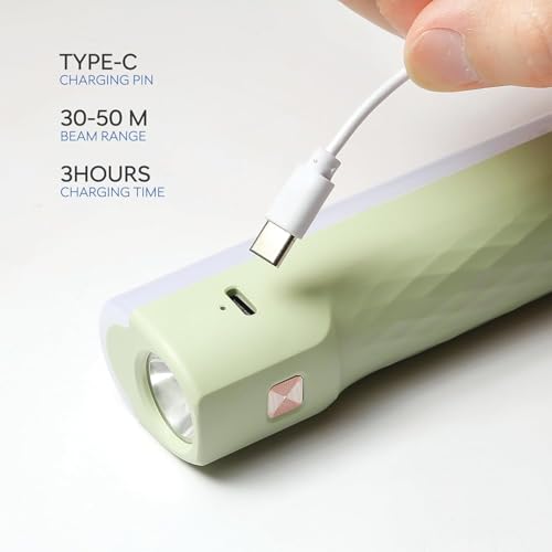 Image of Mr. Light Torch Rechargeable with Emergency Light, 210 Lumens, 800mAh Battery, USB Type-C Charging, 5 Modes Dimmable, Mini Portable Flashlight for Daily Use(Light Blue)