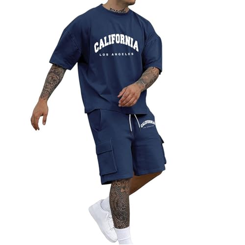 2 Piece Men's Summer Tracksuit Men's Short Jogging Suit with Logo California Letter Print Short Sleeve T-Shirts and Shorts Sports Running Set Tracksuit Baggy Airy Running Suit Comfortable Sports Suit 2 Piece Men's Summer Tracksuit Men's Short Jogging Suit with Logo California Letter Print Short Sleeve T-Shirts and Shorts Sports Running Set Tracksuit Baggy Airy Running Suit Comfortable Sports Suit