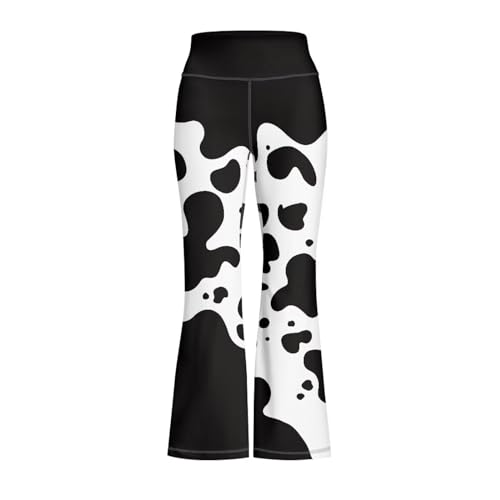 Girl's Flare Leggings High Waist Art Cow Print Leggings for Girls Kids Teen Girl Clothes for School Vacation Casual Activewear Kawaii Clothes for Kids 13-14