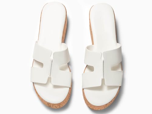 Image of Coutgo Women's Platform Wedge Sandals Open Toe Slip On Slides Cork Heeled Cutout Comfortable Summer Shoes