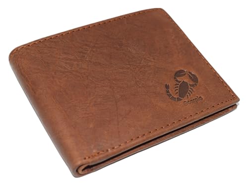 MARSHAL Scorpio Logo Men's Bifold Trifold RFID Blocking Real Leather Wallet Scorpion Zodiac Sign (Bifold)4