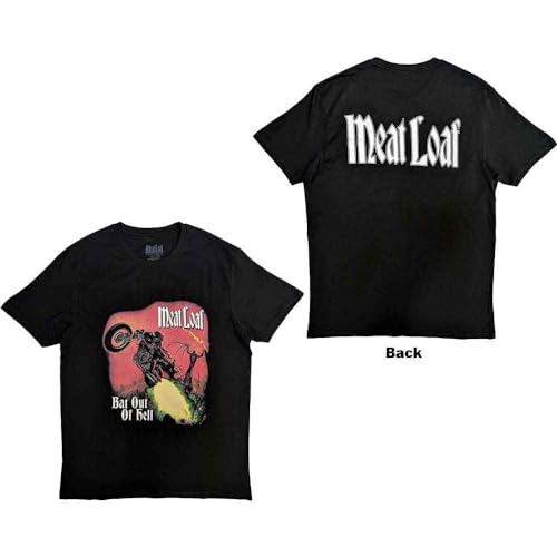Image of Rock Off officially licensed products Meat Loaf T Shirt Bat Out of Hell Cover Official Mens Black M
