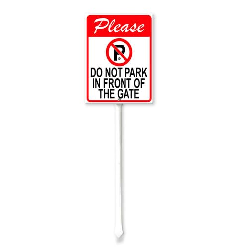 Vdenvileye Please Do Not Park in Front Of The Gate Yard Sign with Stake 20x30cm Rustproof Aluminum Lawn Decorations Notice Sign for Outdoor Road Street Garden
