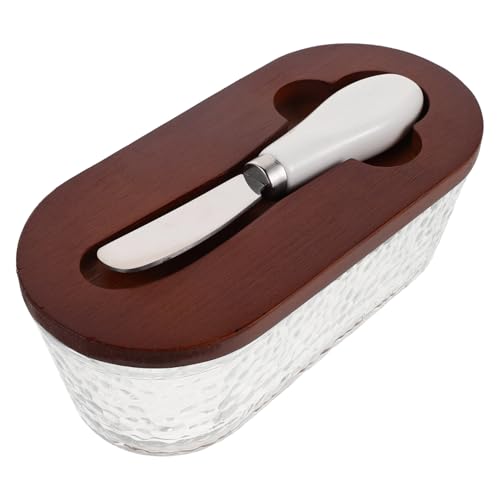 Mikikit Contenitore Per Burro Con Coperchio Contenitore Per Burro Con Coltello Da Banco Da Frigorifero In Vetro Vassoio Per