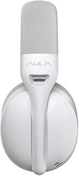 Aula S6 3 Modes Wireless 3.5mm Wired and Bluetooth 5.3 Gaming Gaming Gaming Headset White Ultra Light Memory Sponge 40mm Driver Noise Canceling