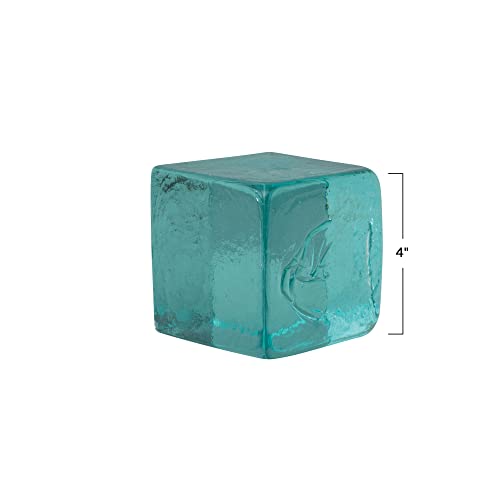 Creative Co-Op Glass Cube Bookend General Décor Figure/Object, 4" L X 4" W X 4" H, Clear #TOP3