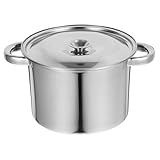 Uonlytech Olla de Sopa de Acero Inoxidable con Tapa Olla Multipropósito con Fondo Grueso para Cocina Familiar Cubo para Cocción y Uso Versátil