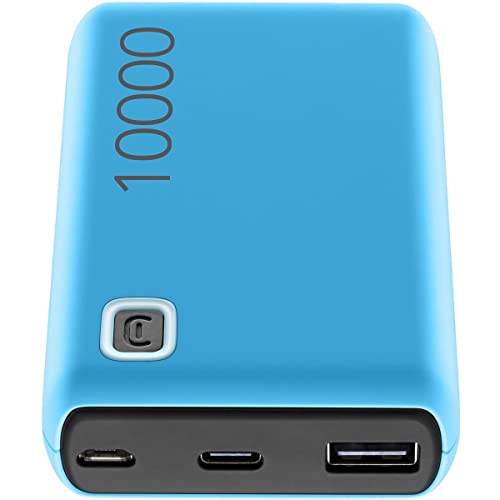 Cellularline | Power Bank ESSENCE 10000 | Caricabatterie Portatile da 10000mAh - Input 1xUSB-C, 1xMICRO USB, 10.5W - Output 1xUSB 12W (Blue)