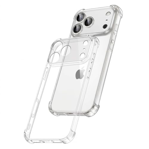 Image of Fashionury 3D Raised Transparent Crystal Clear Back Cover for iPhone 17 Pro Max | Shockproof Design | Anti-Slip Grip | Camera Protection | 360 Degree Protection Mobile Case