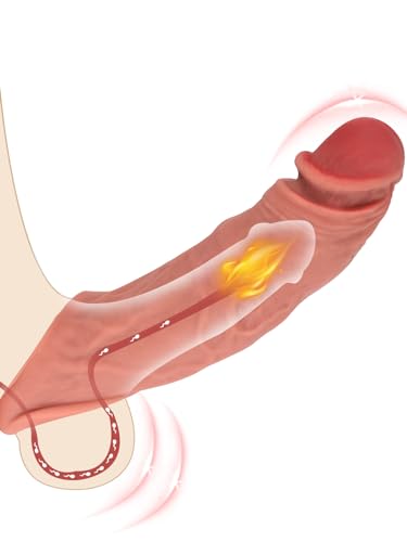 Penis Sleeve, Silicone Cock Sleeve Extension Sheath Penis Ring with Ball Stretcher for Enlarge Thicken, Realistic Dildo Penis Sleeve, Adult Male Sex Toys for Men Couple