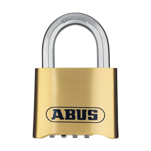 ABUS combination lock 180IB/50 - brass padlock - weatherproof - with individually adjustable combination code - security level 5 - brass colours