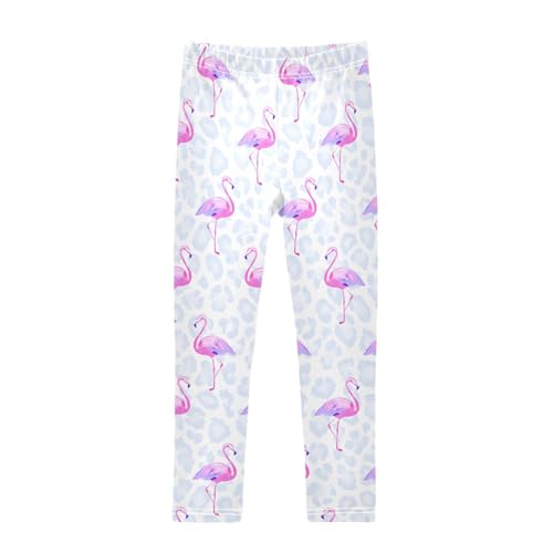 ALAZA Girls' Leggings Children's Yoga Pants Skinny Printed Dance Pink Flamingo Leopard Comfortable 4T