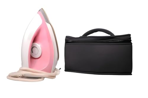 Image of Travel Electric Dry Iron's Heat Resistant Storage Bag | Lightweight Portable Clothes Press Iron for Home, Office, Hostel & Business Trips | Fast Heating Garment Care