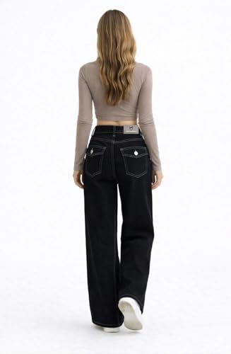 Image of ODDMONEKY Baggy Jeans for Women || Korean Jeans for Women || Wide Leg Korean High Waist Baggy Denim Pants (Wjeans-7)