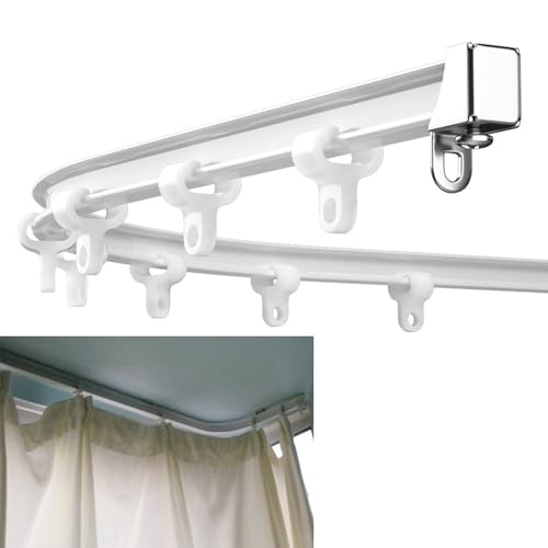 柔軟に曲げられる天井カーテンレール、天井用カーテンレール、吊り下げ式間仕切り、天井カーテン棒、キャンピングカー用カーテンレール、カーテンレール、曲がる カーテンレール 静音ランナー付、部屋 カーテンレール 出窓用 カーテンレール シングル レール(2m/6