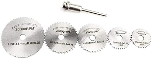 ZXF 5 Pcs HSS Rotary Drill Saw Blades, Steel Saw Disc Wheel Cutting Blades with 1/4 Inches Shank Mandrel