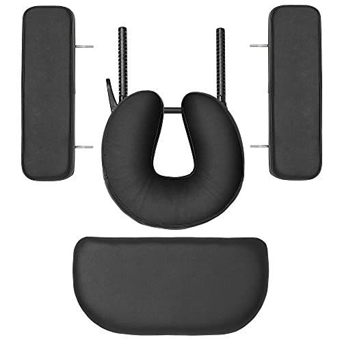 Saloniture Professional Portable Lightweight Bi-Fold Massage Table With Aluminum Legs - Includes Headrest, Face Cradle, Armrests And Carrying Case - Black #TOP4