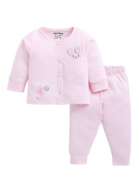 smart baby Pink Full Sleeve Tshirt and Pyjama Set for Baby Girls-picture-11