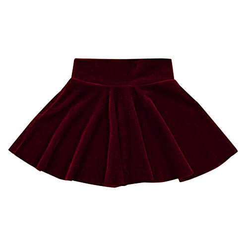 Mubineo Toddler Baby Girl Basic Plain Velvet Skirt Casual Tutu Skirts (Burgundy, 6-12 Months) #TOP9