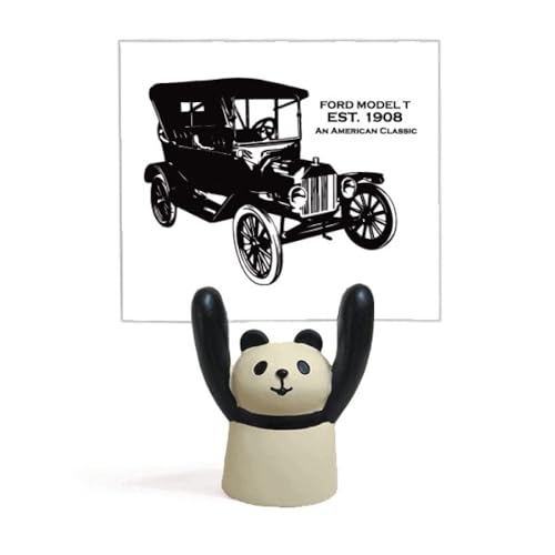 Porte-mémo mécanique noir voiture de collection et panda dessin animé