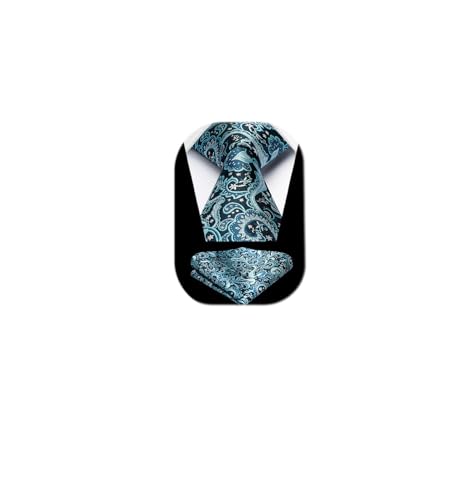 Image of HISDERN Ties for Men Paisley Floral Tie Handkerchief Classic Woven Business Formal Necktie and Pocket Square Set Wedding