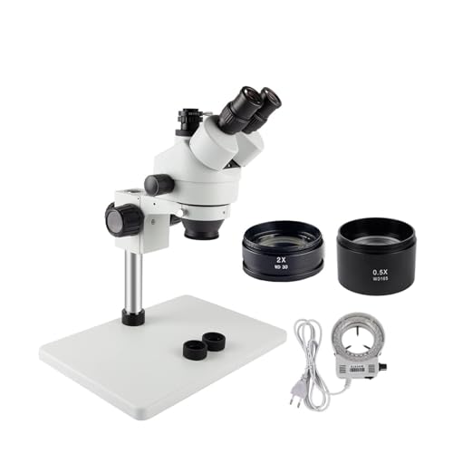Microscopio, Laboratorio industrial simul-focal 3. 5x-90x Microscopio estéreo Trinocular con 2 1MP HDMI USB Cámara +0. 5x 2.0x Lente objetiva auxiliar(No Camera WP5)