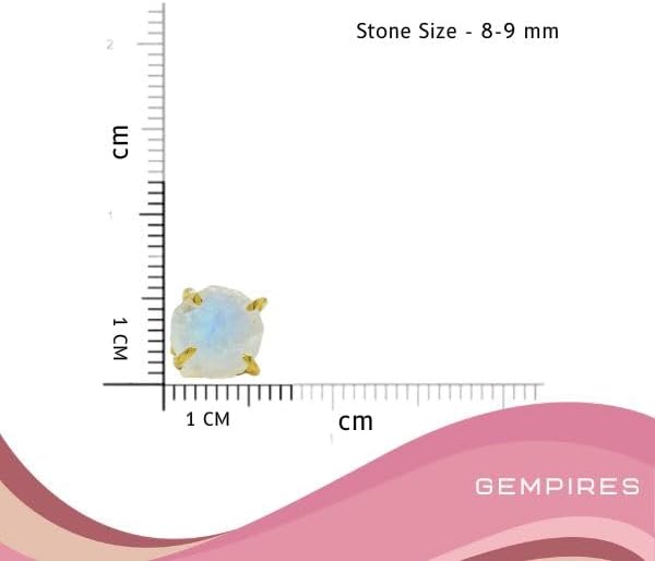 Gempires Natural Raw Gemstone Stud Earrings for Women | Handmade Raw Crystal Prong Setting Earrings | Hypoallergenic Gold Plated Minimal Studs | Unique Gift Jewelry for Her (Multiple Gemstone Options) - Image 2