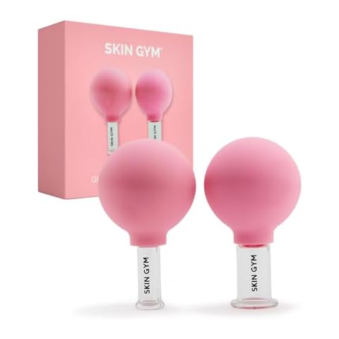 Skin Gym Facial Cupping Set, Glass Face Cupping Tool for Massage Therapy, Sculpting, & Toning Chin, Jawline & Neck, 2 Piece Cover