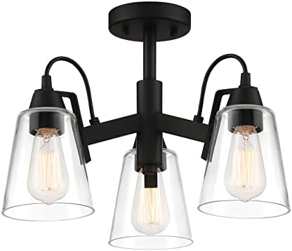 Minka Lavery 3997-66A Beckonridge Semi-Flush, 3-Light, 180 Total Watts, 17-in H x 11.38-in W, Coal Black