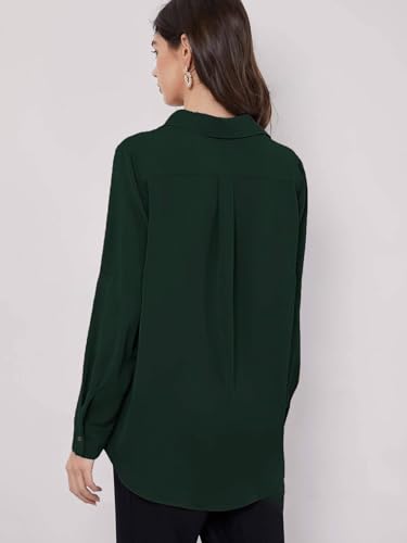 GRECIILOOKS Women's Rayon Oversized Fit Crop Top Korean Style Long Sleeve Oversized Button Down| Workwear Top for Office & Casual Wear (Available in Plus Size and Combo Pack of 2)