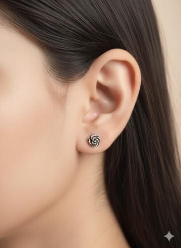 Nemichand Jewels Pure 925 Hallmarked(Stamped) Silver(Chandi) Flower Earring Studs For women