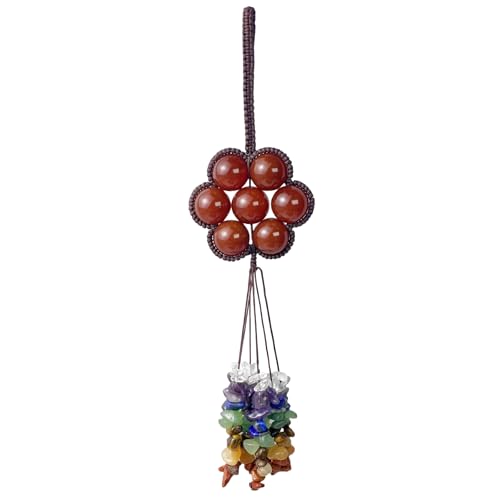 RECKSI 7 Chakra Healing Crystal Hanging Ornament Macrame Wall Hanging Crystals for Windows feng Shui Decor car Hanging Accessories Yoga Gifts for Women, Carnelian