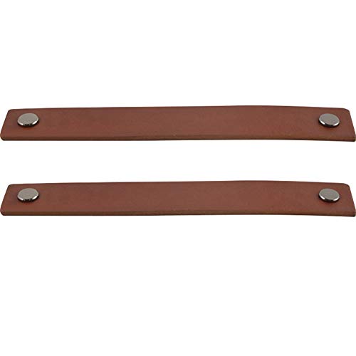 Wingoffly® 2Pcs Genuine Leather Drawer Pulls Wardrobe Cabinet Knobs With Screw(Gun Black Copper Head/Hole Distance:6.30") #TOP17