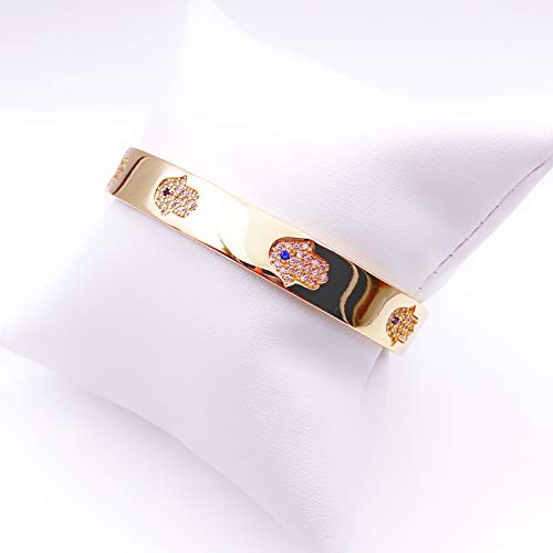 Leslie Boules 18K Gold Plated Hamsa Hand Cuff Bracelet For Women Lucky & Protection Jewelry For Her #TOP2