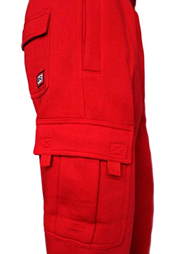 Dream Usa Men's Heavyweight Fleece Cargo Sweatpants, Red, Large #TOP2