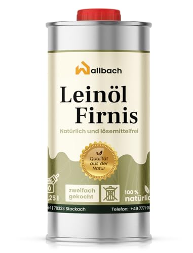 Wallbach® Leinölfirnis 250ml Farblos - Natürliches Leinöl für Innen- & Außenholzschutz: Ideal für Eichenmöbel, Esstische und Außenbereiche