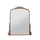 European Style Retro Vanity Mirror Makeup Mirror Wall Hanging Fitting Mirror Full-Length Mirror Full-Length Mirror Floor Mirror Home Wall-Mounted Palace Style French Carved Yellow 8060, 9070, 100