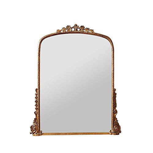 European Style Retro Vanity Mirror Makeup Mirror Wall Hanging Fitting Mirror Full-Length Mirror Full-Length Mirror Floor Mirror Home Wall-Mounted Palace Style French Carved Yellow 8060, 9070, 100
