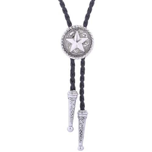 Image of Cowboy Bolo Tie for Men, Vintage Cow Skull Bolo Tie Necklace Native American Necktie for Men Women