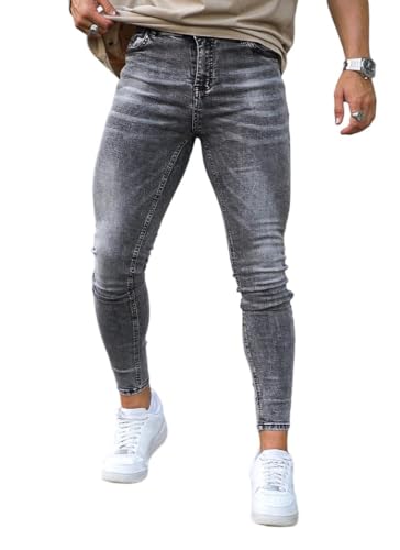 GINGTTO Mens Grey Jeans Slim Fit Stretch,Skinny Jeans Men Designer Casual Jeans for Men 32