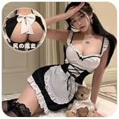 [LIKENNY] メイド服 メイド セクシー コスプレかわいい 情趣下着 エプロン ワンピース セット レディース 制服 可愛い透け 萌え萌え ベビードール ランジェリー カチューシャ ミニスカート 女性 仮装 詳細画像1