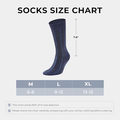 Image of BAMBOO COOL Men's Crew Socks Bamboo Viscose Breathable Rib Dress Socks For Men, Casual Lightweight Comfort 6 Pack