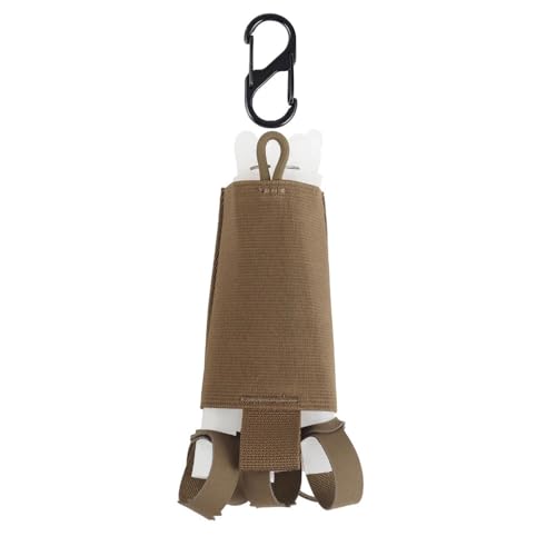 Tactical Glow Stick Organizer Pouch with Carabiner Clip,6 Chem Lights Holders Store Pouch Light Sticks Airsoft Gear Hanging Bag Tan