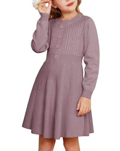 Tween Girls Purple Sweater Dress Ruffle Aline Fall Long Sleeve